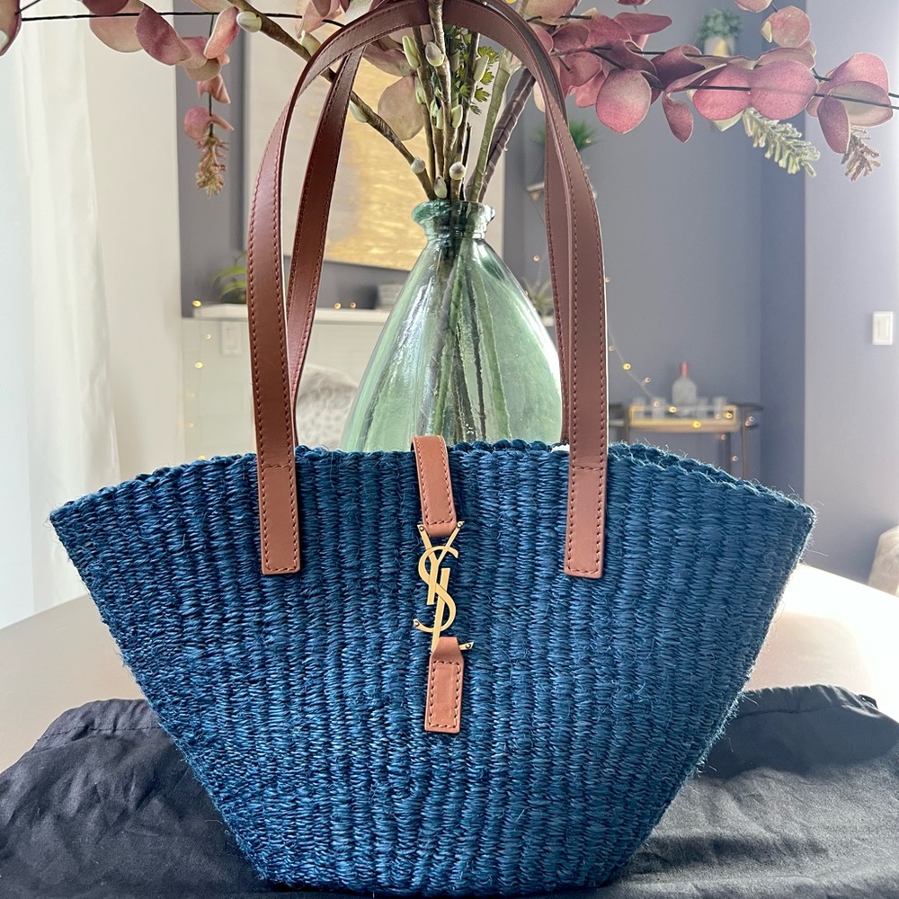 Saint Laurent Small Panier Raffia Tote